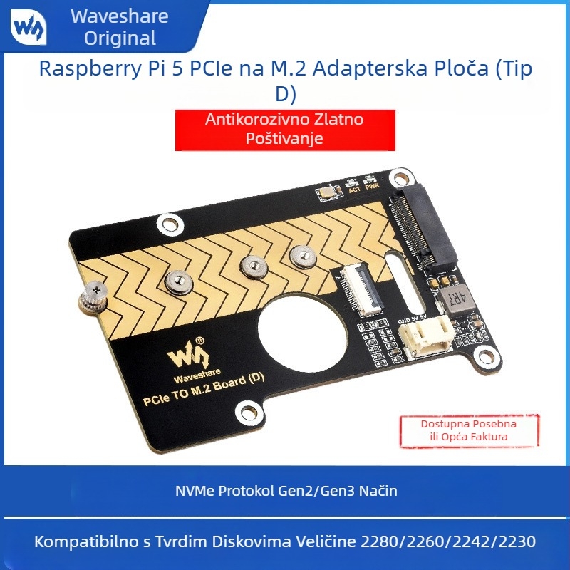 Weixue Raspberry Pi 5 Pcie ploča za proširenje tvrdog diska 8 Gbps velika brzina čitanja i pisanja M.2 sučelje Nvme tvrdi disk