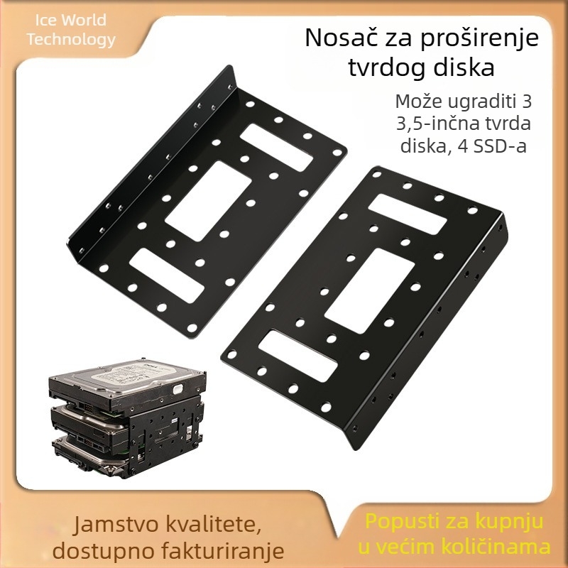 Nosač za proširenje kutije za 3,5-inčni tvrdi disk, univerzalni SATA/IDE, otporan na udarce, otporan na pad, šuplji metalni nosač za odvođenje topline