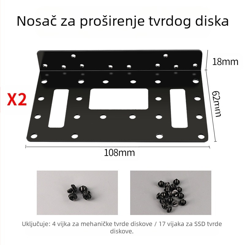 Nosač za proširenje kutije za 3,5-inčni tvrdi disk, univerzalni SATA/IDE, otporan na udarce, otporan na pad, šuplji metalni nosač za odvođenje topline