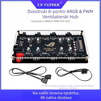 Prekogranični popularni proizvod 5V 3-pinski jedan-na-osam ventilator za kućište Argb Božanski kontroler za sinkronizaciju svjetla dva u jednom
