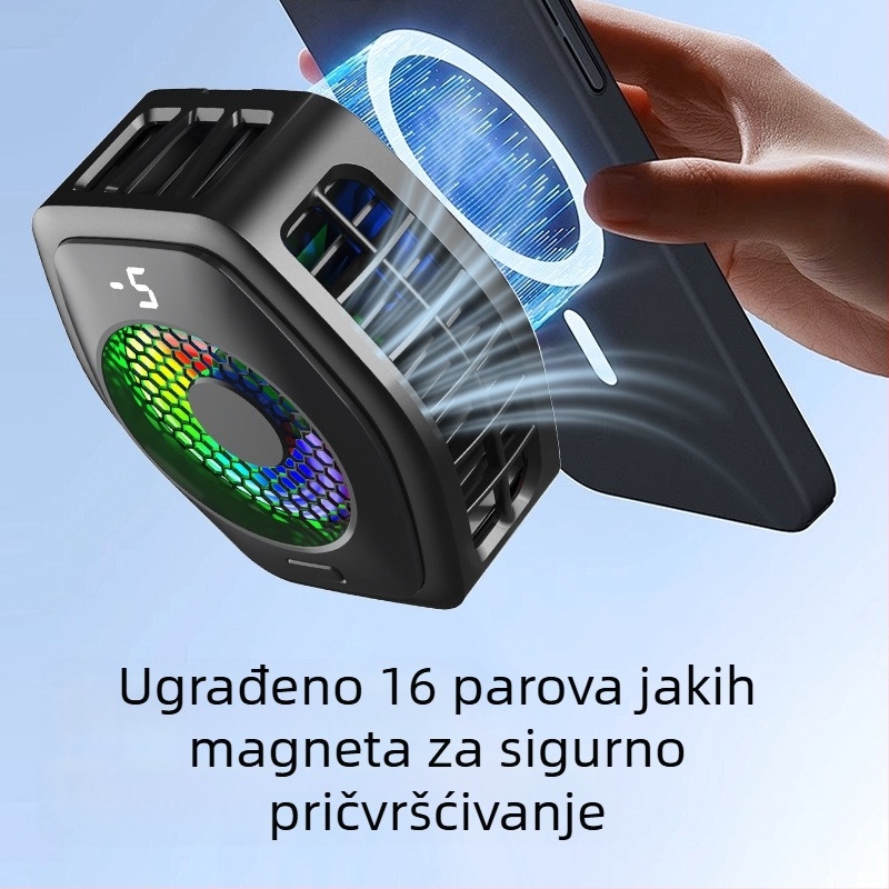 Novi digitalni zaslon s radijatorom za mobilne telefone uživo, ultra tihi magnetski poluvodički ventilator za hlađenje, kopča za zaleđivanje stražnje strane