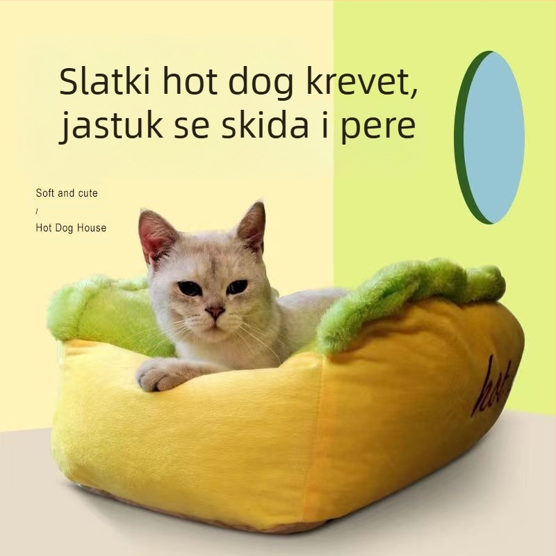 Uzgajivačnica hot dogova Mrežasta crvena personalizirana hamburger banana mačka gnijezdo prostirka za spavanje pasa unutarnja jesenska i zimska uzgajivačnica za duboki san