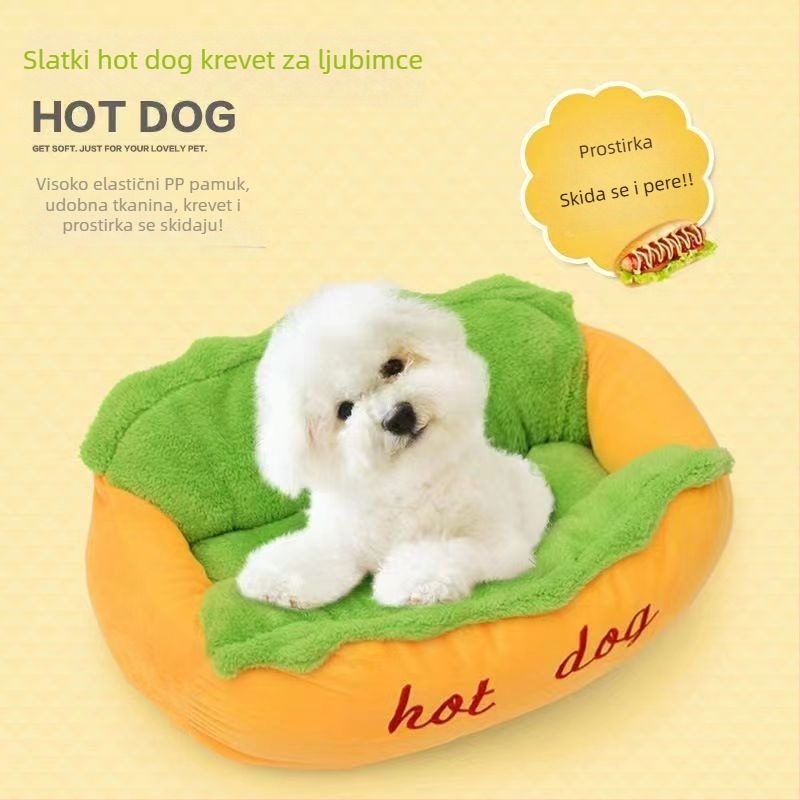 Uzgajivačnica hot dogova Mrežasta crvena personalizirana hamburger banana mačka gnijezdo prostirka za spavanje pasa unutarnja jesenska i zimska uzgajivačnica za duboki san