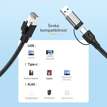 Dvostruki USB-C na RJ45 TYPEc, mobilni telefon, računalo na mrežni priključak, RJ45 Ethernet pretvarač, gigabitni