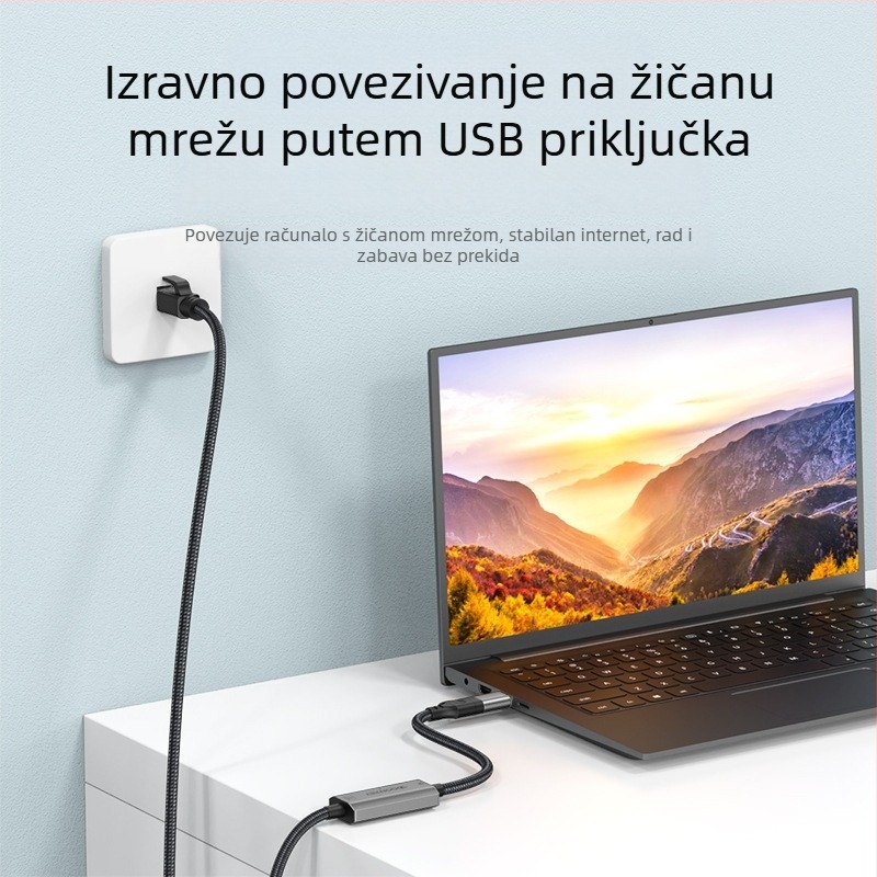 Dvostruki USB-C na RJ45 TYPEc, mobilni telefon, računalo na mrežni priključak, RJ45 Ethernet pretvarač, gigabitni