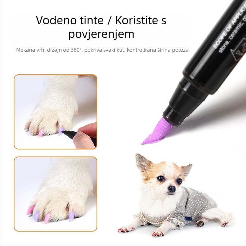 Sucai olovka za manikuru kućnih ljubimaca, lak za nokte za pse, olovka za grafite, akrilni marker, mekani vrh, brzosušeći, vodootporan, ne blijedi