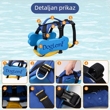 Prsluk za spašavanje za pse, podesivi prsni i leđni pojas za šetanje pasa, dvostruki prsni i leđni pojas za spašavanje pasa, dvostruka namjena za plivanje i spašavanje života