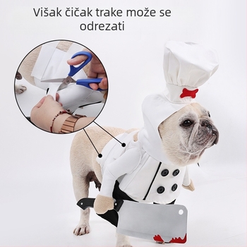 Francuski buldog Bichon Smiješna transformacija Kostim Simulacija Kućnih ljubimaca Kuharska uniforma s nožem za mačke i pse Halloween Dvonožni komplet odjevnih predmeta