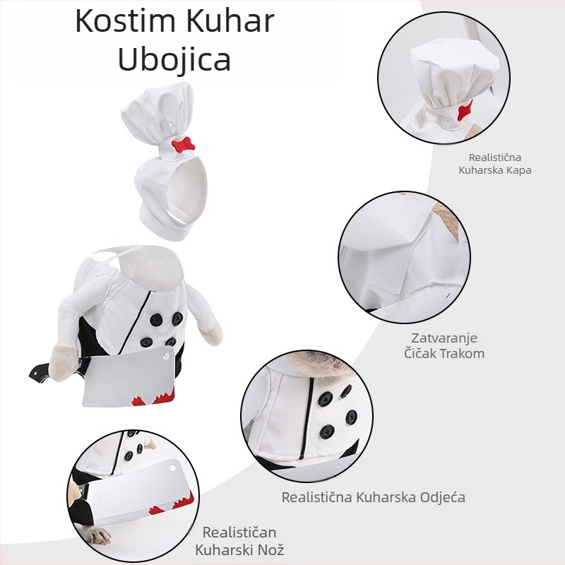 Francuski buldog Bichon Smiješna transformacija Kostim Simulacija Kućnih ljubimaca Kuharska uniforma s nožem za mačke i pse Halloween Dvonožni komplet odjevnih predmeta