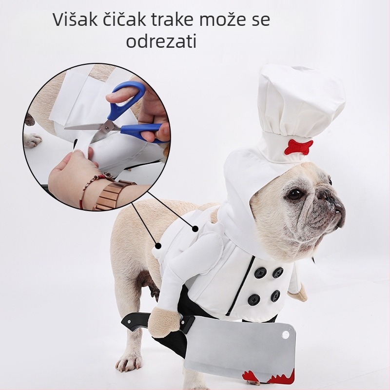 Francuski buldog Bichon Smiješna transformacija Kostim Simulacija Kućnih ljubimaca Kuharska uniforma s nožem za mačke i pse Halloween Dvonožni komplet odjevnih predmeta