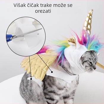 Halloween ukras s mačkom i jednorogom Slatki blagdanski ukras s jednorogom Podesivi čičak pribor za kućne ljubimce