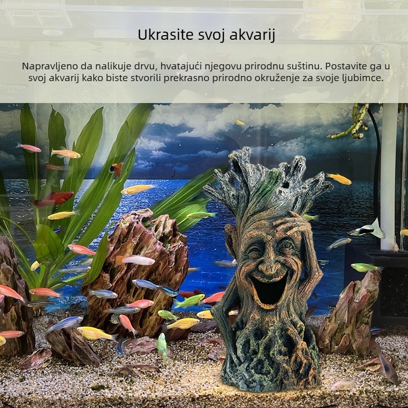 Ukras za akvarij, uređenje okoliša, kamenjar, kamena trava, umjetna vodena biljka, paket za uređenje okoliša, smola, čovjek od stabla, ukrasi za akvarij