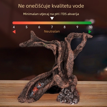 Terasa za akvarij, staklenka za škampe, mrtvo drvo, smola, ukrasni ukrasi, ribe i škampi, gmazovi, kućica za bijeg, rupa