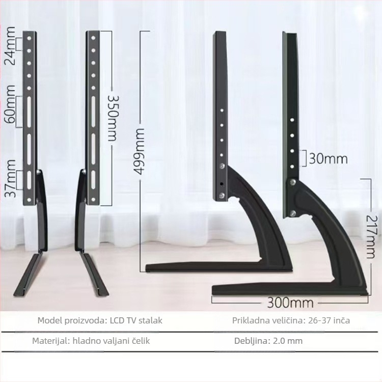 Univerzalni TV stalak, podesiva baza bez bušenja, univerzalni za LCD televizore od 14-75 inča