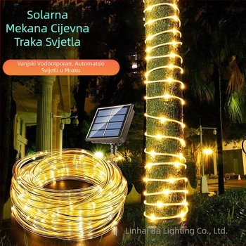 LED solarna cijev za vanjsku upotrebu, vodootporna gipsofila bakrena žica, s nizom svjetala, dvorišna LED atmosfera, dekorativna svjetiljka