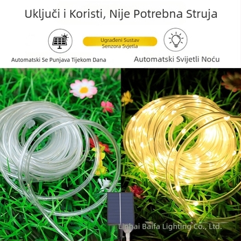 LED solarna cijev za vanjsku upotrebu, vodootporna gipsofila bakrena žica, s nizom svjetala, dvorišna LED atmosfera, dekorativna svjetiljka