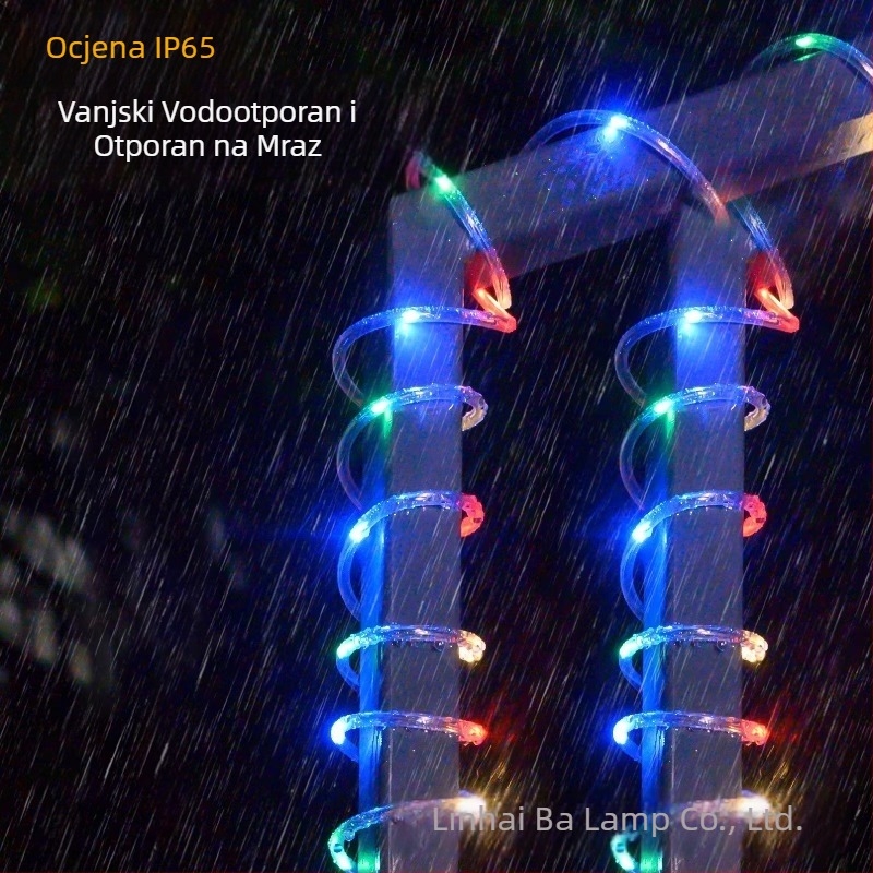 LED solarna cijev za vanjsku upotrebu, vodootporna gipsofila bakrena žica, s nizom svjetala, dvorišna LED atmosfera, dekorativna svjetiljka
