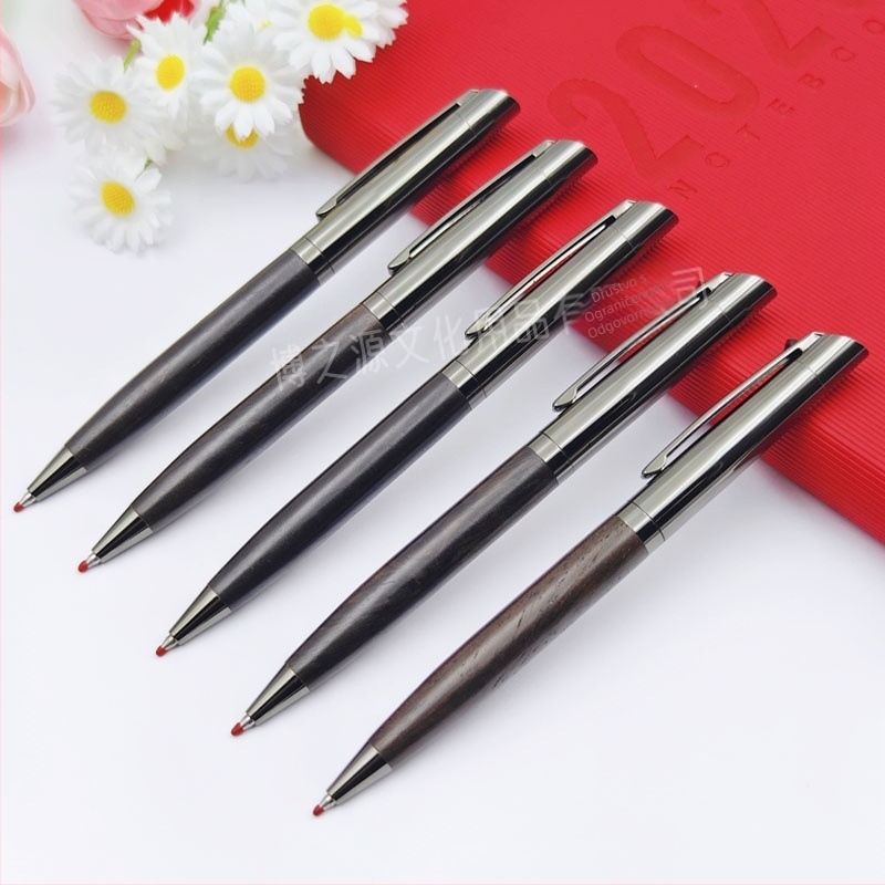 Rotirajuća gel olovka od ružinog drveta 0,5 crna vodena olovka pakiranje od 5 komada prekogranična vruća prodavačka drvena olovka visokokvalitetna potpisna olovka