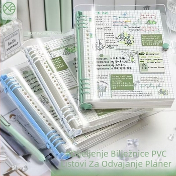Prozirna bilježnica s mekim rubom i odvojivim listovima, visokokvalitetna zadebljana bilježnica, univerzalna za učenike osnovnih i srednjih škola, srednjoškolce i studente