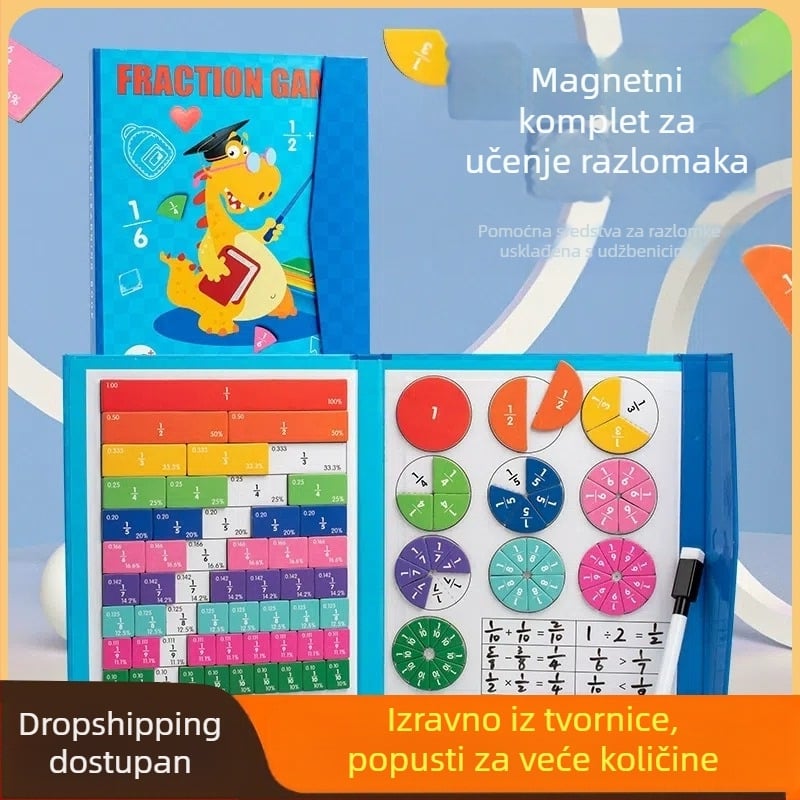 Učenici osnovne škole, pomagala za nastavu matematike, magnetski razlomak, ova matematika, brojnik, nazivnik, kognitivno zbrajanje i oduzimanje, igračke za treći razred