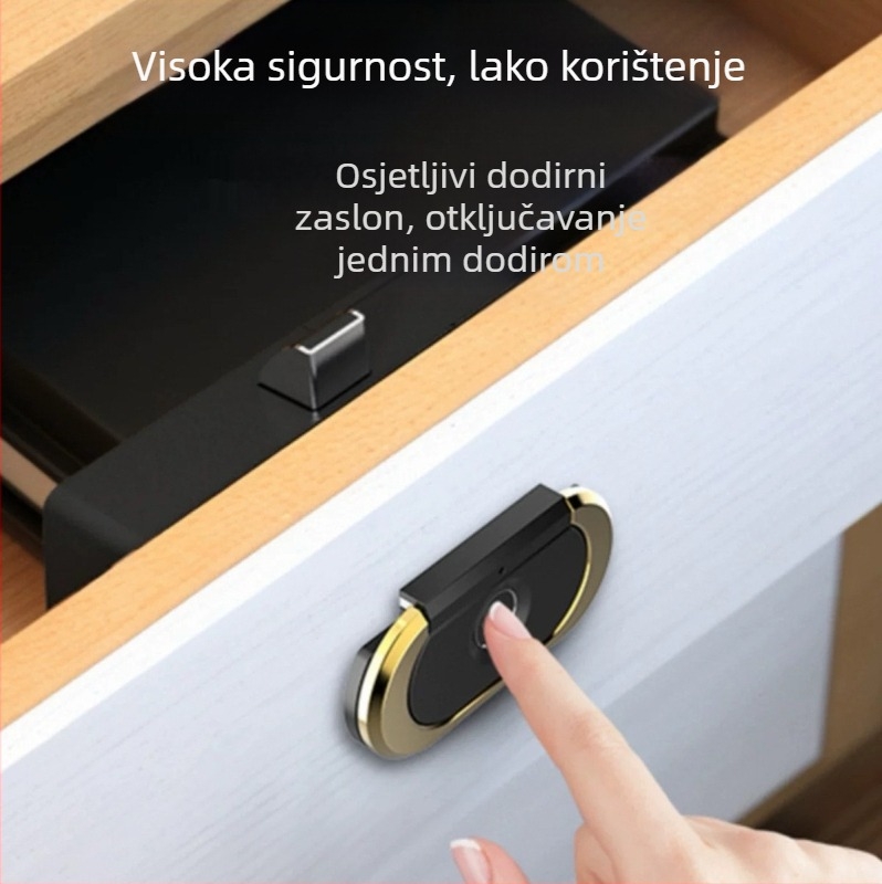 Prekogranična brava za ladicu s otiskom prsta, skrivena metalna ručka, brava za noćni ormarić, ormarić za spise, elektronička brava za uredski namještaj, brava s otiskom prsta