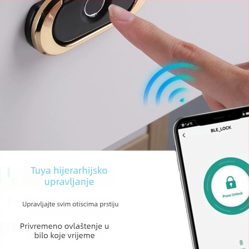 Prekogranična brava za ladicu s otiskom prsta, skrivena metalna ručka, brava za noćni ormarić, ormarić za spise, elektronička brava za uredski namještaj, brava s otiskom prsta