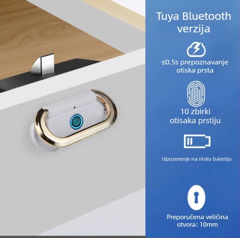 Prekogranična brava za ladicu s otiskom prsta, skrivena metalna ručka, brava za noćni ormarić, ormarić za spise, elektronička brava za uredski namještaj, brava s otiskom prsta