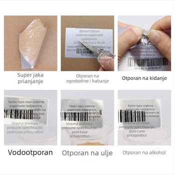 Naljepnica s točkom, glupa srebrna digitalna naljepnica otporna na ogrebotine, vodootporna naljepnica otporna na ulje, rola sa serijskim brojem