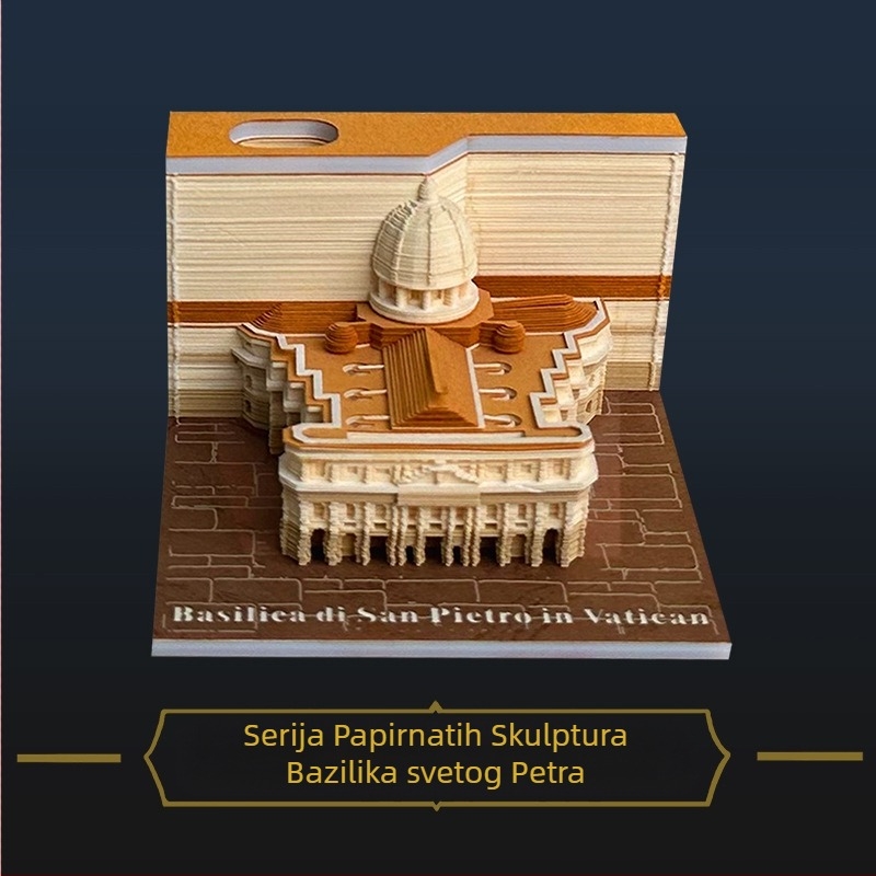 3D stereo papir za bilješke katedrale sv. Petra, rezbareni dvorac, ručno kidanje bilješki, poslovni poklon, ukras, model bilješki