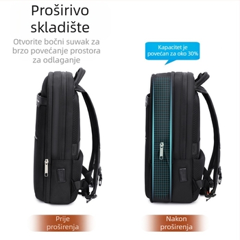 Vrhunski poslovni ruksak, moderan muški vodootporni ruksak, muška torba za veliko proširenje, višenamjenska putna torba za računalo