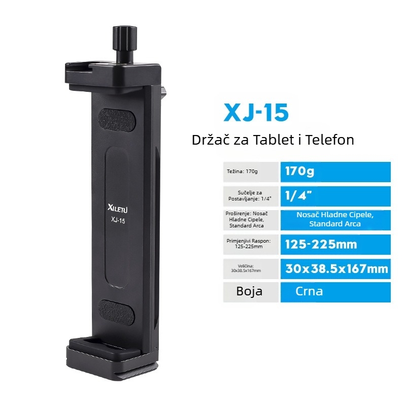 Xyloto XJ15 metalni stalak za tablet, fotografiju, univerzalni stolni stalak za mobilne telefone, kopča za pričvršćivanje prijenosa uživo