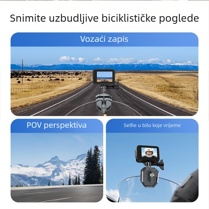 Pogodno za GoPro13 DJI INSTA360 kameru, mobilni telefon, motocikl, električni bicikl, fiksni nosač za vjetrobransko staklo