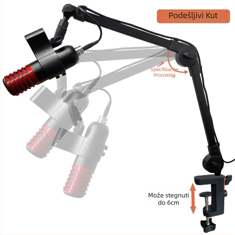 Novi nosač za mikrofon za prijenos uživo s fiksnom točkom, lebdeći bez opruge, za snimanje s metalnom kopčom, veleprodajni konzolni nosač za mikrofon