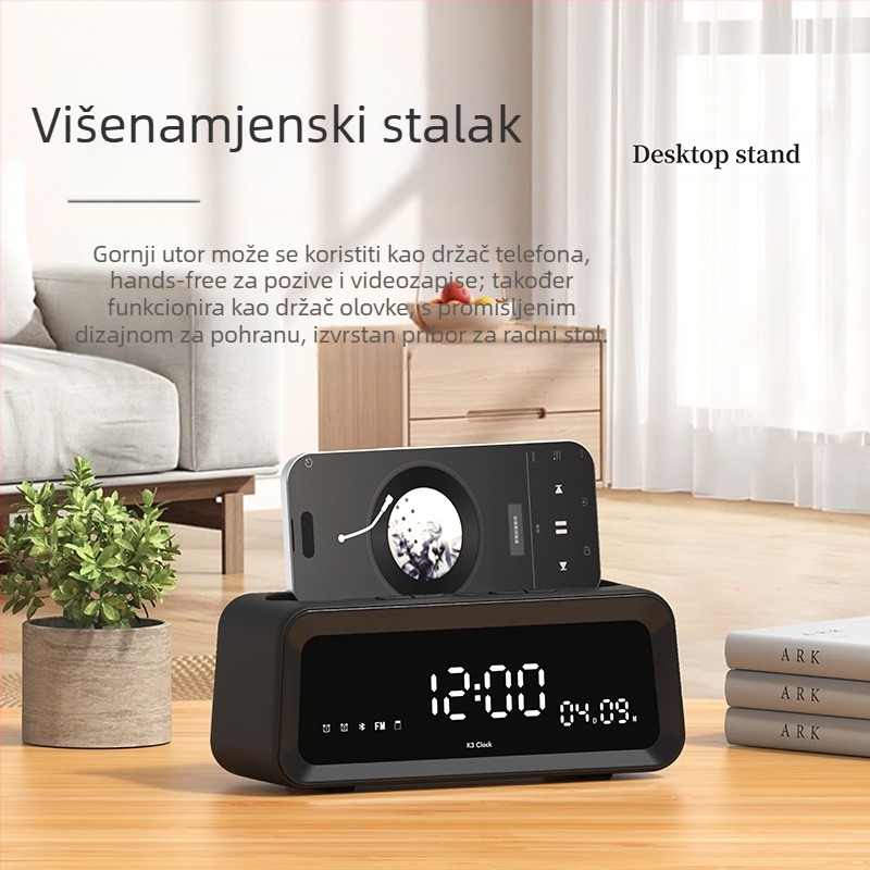 Prekogranični izvorni tvornica K3 sat budilica Bluetooth zvučnik bežični bas novi kreativni zaslon računalni audio