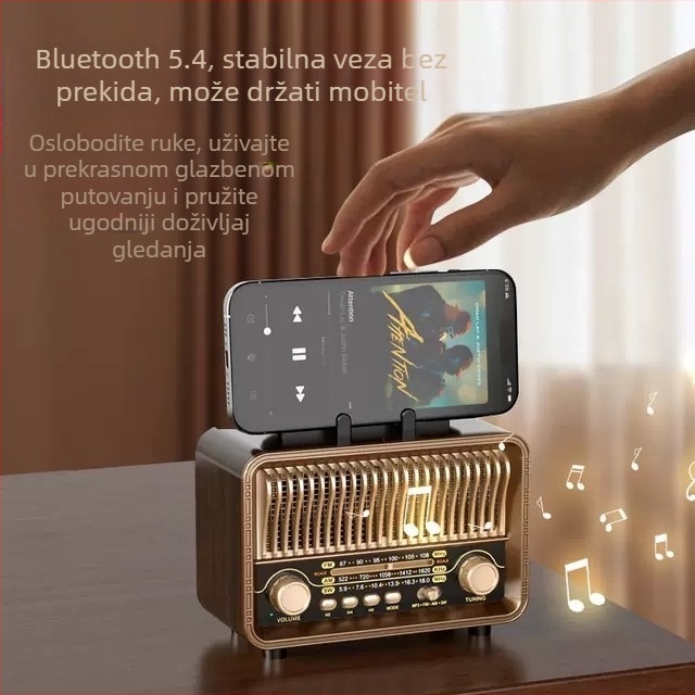 Prekogranični 2025 Novi full-band Retro Stereo Radio Podržava Card U Disk Bluetooth zvučnik