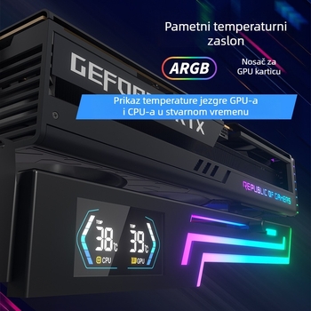 Nosač za horizontalnu montažu grafičke kartice Argb Divine Light Synchronization Inteligentni prikaz temperature Desktop 4090 Nosač grafičke kartice s fiksnom potpornom šipkom