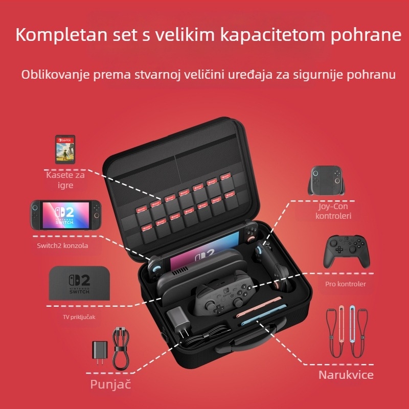 Pogodno za kozmetičku torbu za Switch2, višenamjensku zaštitnu torbu za kontroler igara, tvrdu torbu za Nintendo igraću konzolu preko tijela
