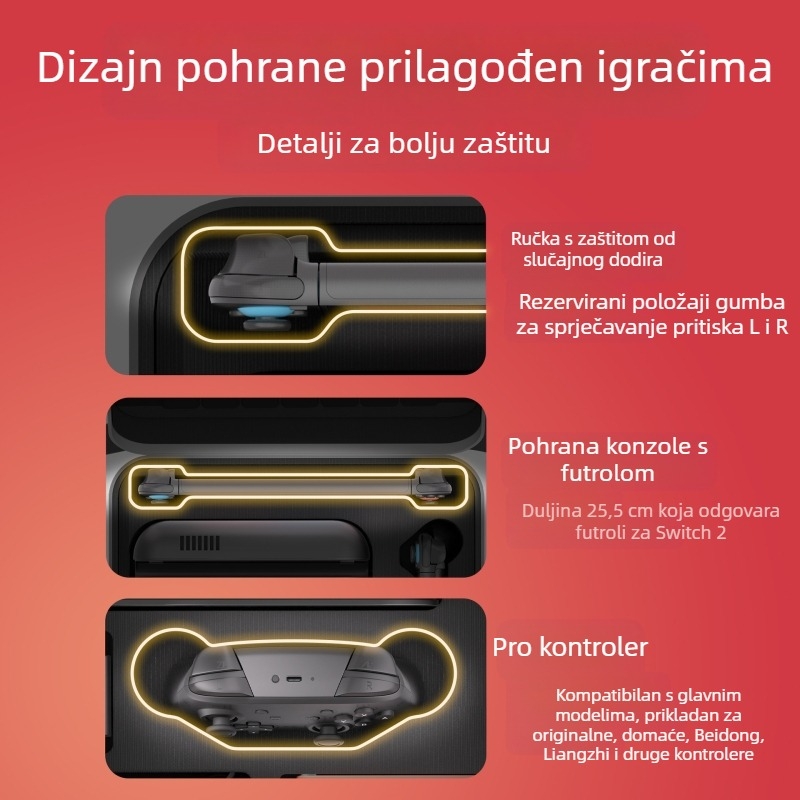 Pogodno za kozmetičku torbu za Switch2, višenamjensku zaštitnu torbu za kontroler igara, tvrdu torbu za Nintendo igraću konzolu preko tijela