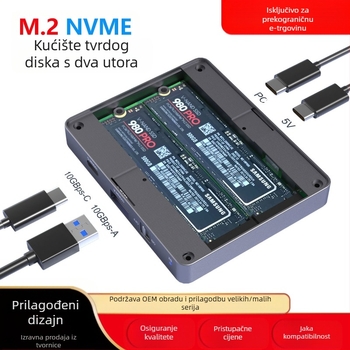 Novi dvostruki M.2 SSD NVME tvrdi disk, mobilni tvrdi disk, M.2 na USB/TypeC vanjski tvrdi disk