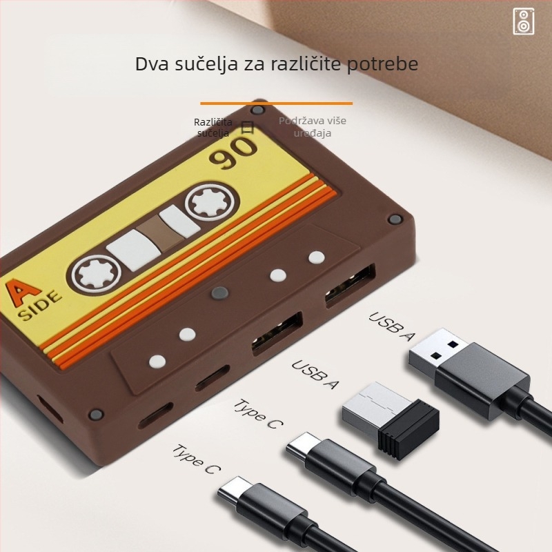 Prekogranična nova traka HUB2.0 slatka retro ukrasna traka za stolna računala USB HUB adapter razdjelnik