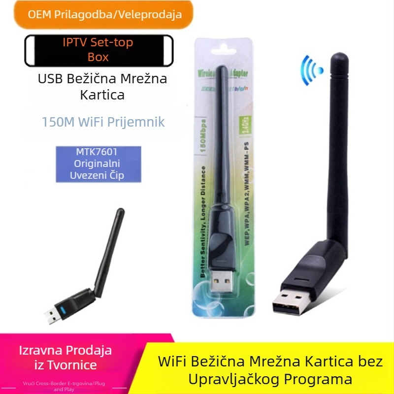 RT8188 Mini USB bežična mrežna kartica Wifi bežični odašiljač 2Db računalo 150m prijem mala mrežna kartica 7601