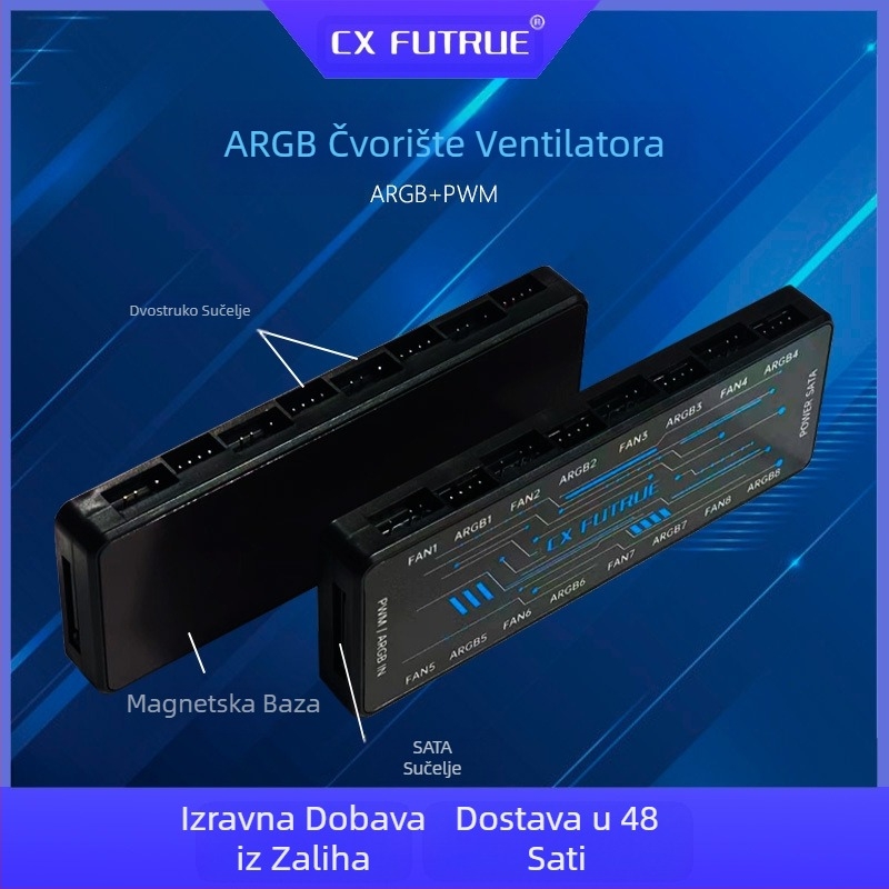 Tvornička izravna prodaja Argb Chassis Fan Hub One-to-Eight Divine Light Synchronization Desktop Host Fan Controller