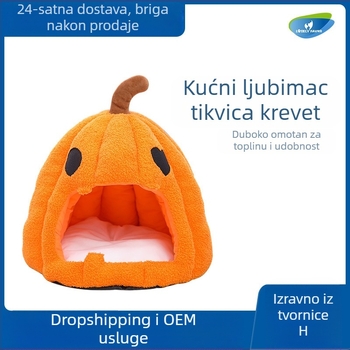Gnijezdo za mačke iz bundeve preko granice, jesen i zima, topla kućica za mačke, zatvoreno gnijezdo za mačke i pse, kućni ljubimac, kućni ljubimac za Noć vještica