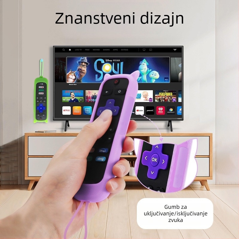 Univerzalna silikonska navlaka za daljinski upravljač Explosions Roku serije, mačje uši, svjetleća navlaka otporna na padove