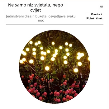 Prekogranična solarna krijesnica za podlogu, kućna vodootporna vrtna svjetiljka, vrtna svjetiljka, vanjska LED kontrola svjetla