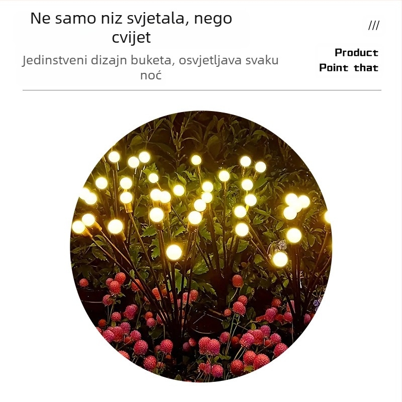 Prekogranična solarna krijesnica za podlogu, kućna vodootporna vrtna svjetiljka, vrtna svjetiljka, vanjska LED kontrola svjetla