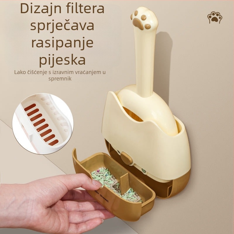 Prekogranični novi proizvod Dvobojna zidna lopata za mačji pijesak s dvostrukim specifikacijama Dvostruki zidni dizajn za praktičnije skladištenje i dezodoriranje