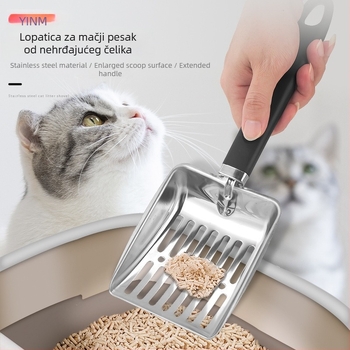 Nova lopata za mačji posip s dugom drškom, lopata za mačji izmet, alati za čišćenje mačaka od nehrđajućeg čelika, lopata za kućne ljubimce, lopata za pijesak, lopata za plažu