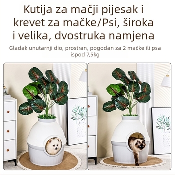 Amazon Pet Cat Nest kutija za pijesak za mačke zatvorena zelena biljka ekstra velika vila za mačke protiv prskanja neutralna za sva godišnja doba