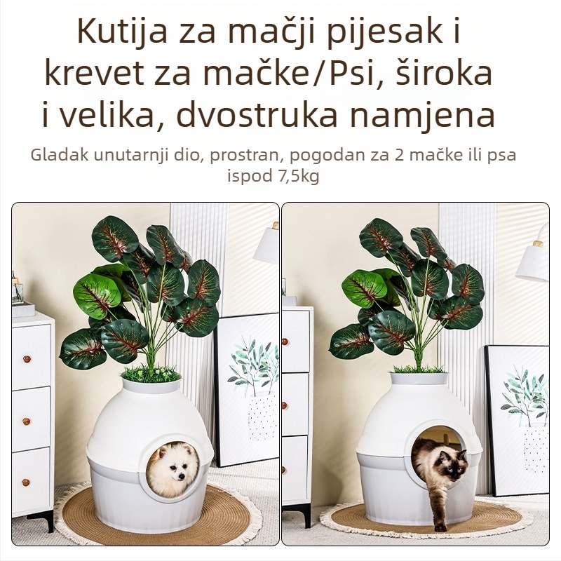 Amazon Pet Cat Nest kutija za pijesak za mačke zatvorena zelena biljka ekstra velika vila za mačke protiv prskanja neutralna za sva godišnja doba